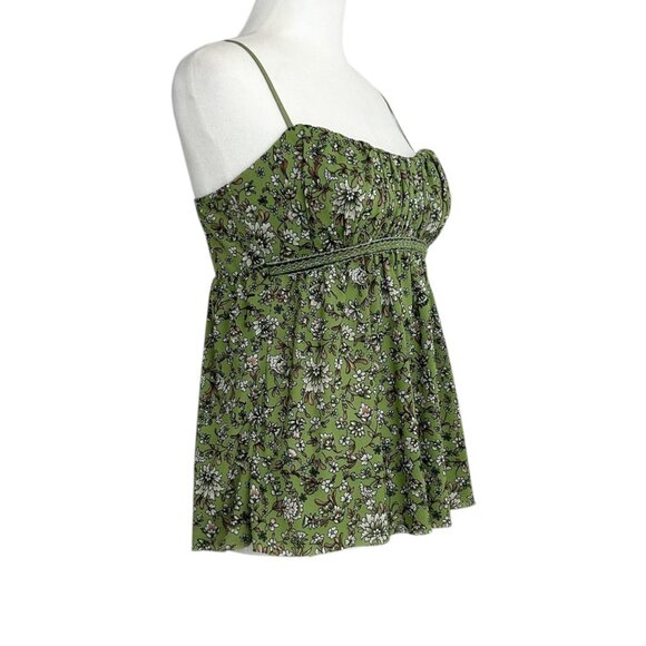 VTG Y2K Speechless Floral Spaghetti Strap Smocked Empire Waist Babydoll Top M - Picture 3 of 15